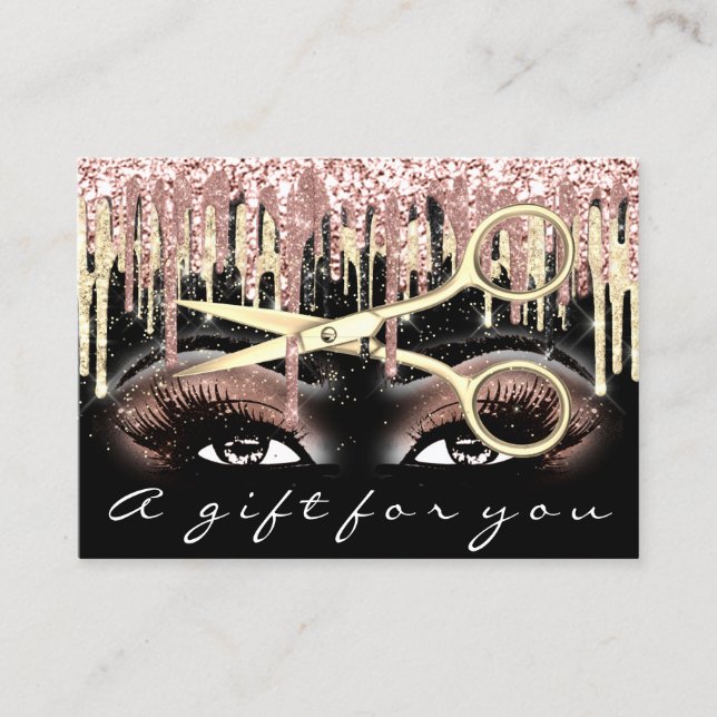 Geschenkgutschein Friseur Rose Black Makeup Visitenkarte (Vorderseite)