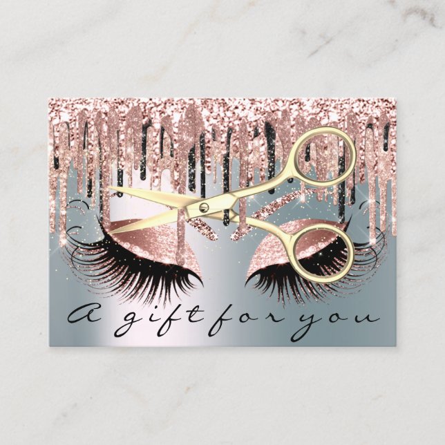 Geschenkgutschein Friseur Rose Smoky Blue Visitenkarte (Vorderseite)