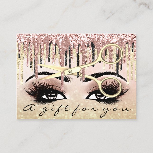 Geschenkgutschein Friseur Rose Vip Gold Makeup Visitenkarte (Vorderseite)