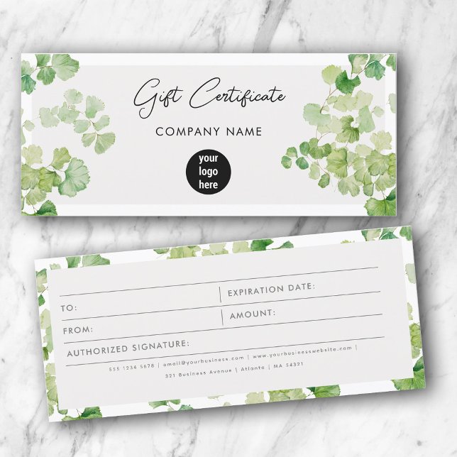 Geschenkgutschein für Aquarellpflanzen (Watercolor Greenery Gift Certificate Voucher)