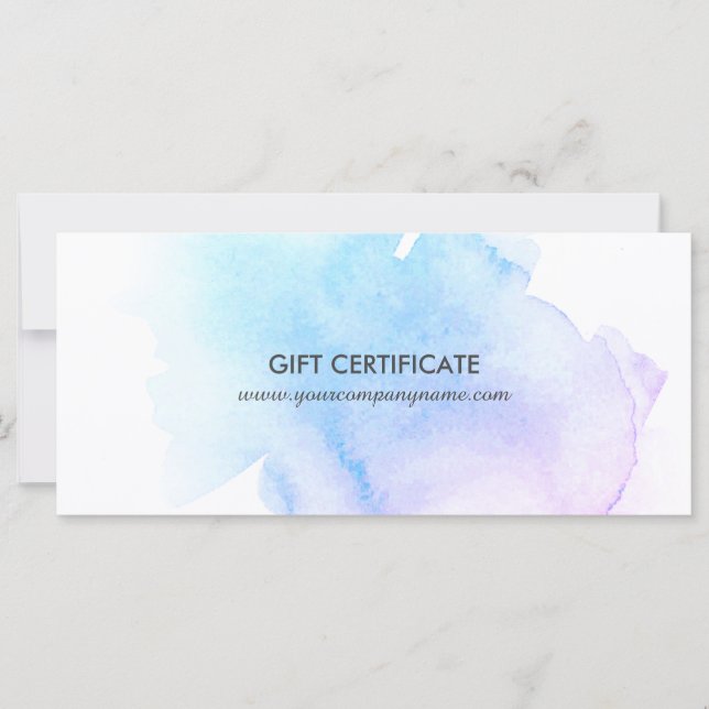 Geschenkgutschein für blaue und Lila farbige Bildz (Vorderseite)