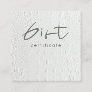 Geschenkgutschein für Chic Ivory White Leather Quadratische Visitenkarte