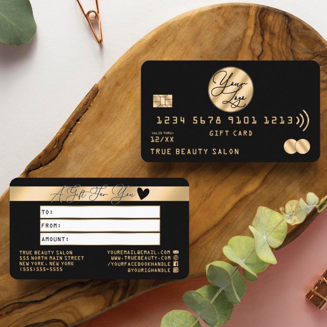 Geschenkgutschein für das elegante Gold Black Cred Visitenkarte (Von Creator hochgeladen)