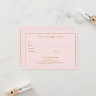 Geschenkgutschein für das elegante Rosa-Firmenlogo