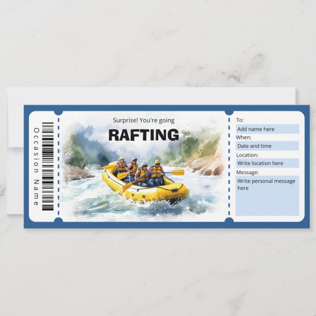 Geschenkgutschein für das Rafting Experience Ticke Einladung (Vorderseite)