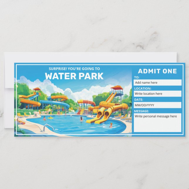 Geschenkgutschein für den Wasserpark, Wasserpark T Einladung (Vorderseite)