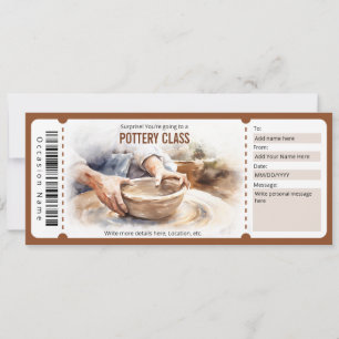 Geschenkgutschein für die Watercolor-Töpferklasse Einladung