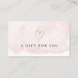Geschenkgutschein für elegante Rosa Wasserfarben Visitenkarte