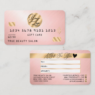 Geschenkgutschein für Gold Pink-Metallic-Logos Visitenkarte