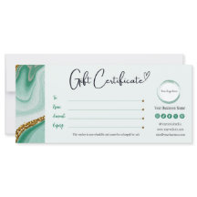 Geschenkgutschein für Grüne und Gold Glitzer