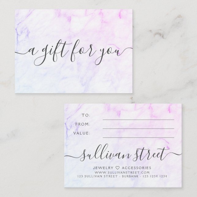 Geschenkgutschein für kleine Unternehmen aus Minim Mitteilungskarte (Vorne/Hinten)