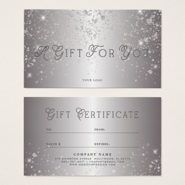 Geschenkgutschein für Metallsilber-Glitzer (Vorne & Hinten)