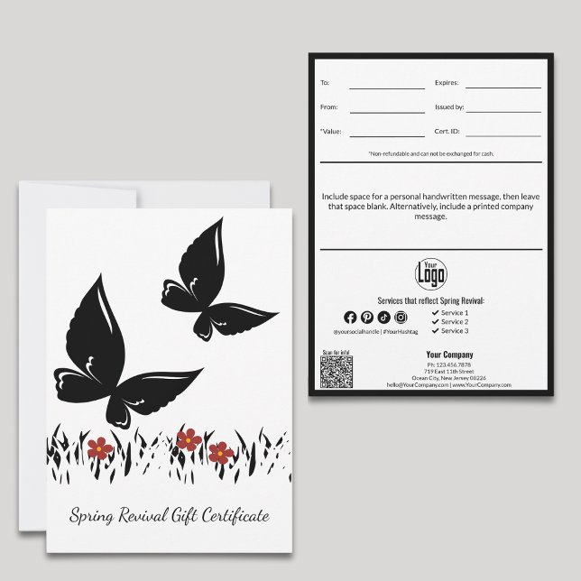 Geschenkgutschein für moderne Frühlingserlebnisse (Modern Spring Revival Business Gift Certificate)