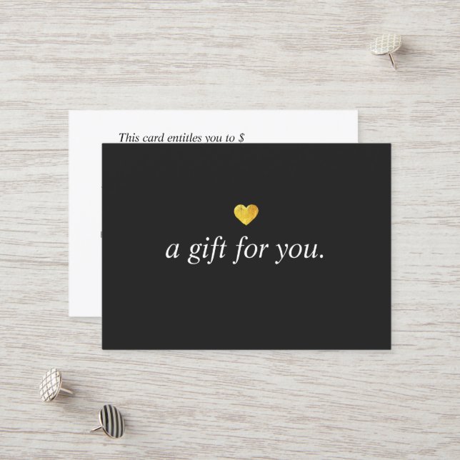 Geschenkgutschein für moderne Goldenherzen Rabattkarte (Vorderseite/Rückseite Beispiel)