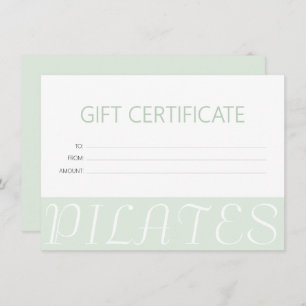 Geschenkgutschein für moderne Minzgrün-Pilates