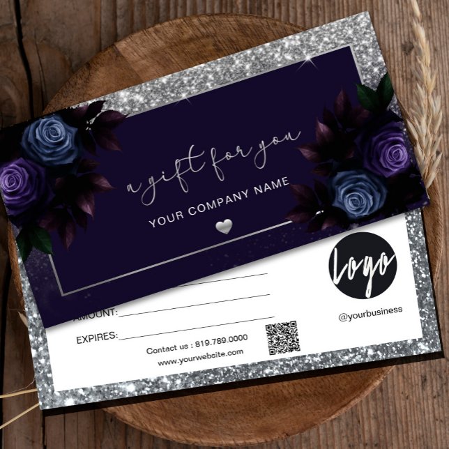 Geschenkgutschein für moderne Navy- und Silver Add (Add a touch of elegance with our navy and silver gift certificates –where your logo stands out style)