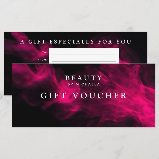 Geschenkgutschein für moderne Schwarz-Rosa-Rauch (Vorne/Hinten)