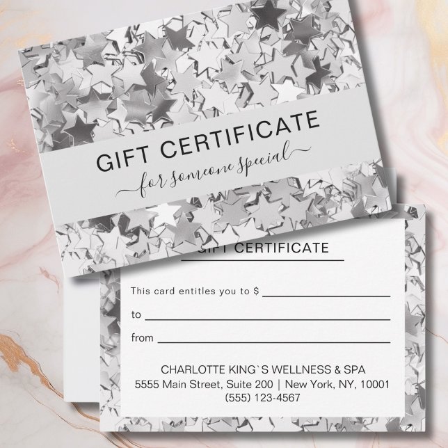 Geschenkgutschein für moderne Silberstars (Modern Silver Stars BUSINESS CERTIFICATE)