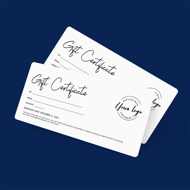 Geschenkgutschein für moderne Skriptformate Einladung (Customizable gift certificate with business logo, digital download and print available.)