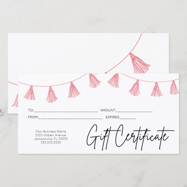 Geschenkgutschein für Rosa-Script-Logos (Vorne/Hinten)