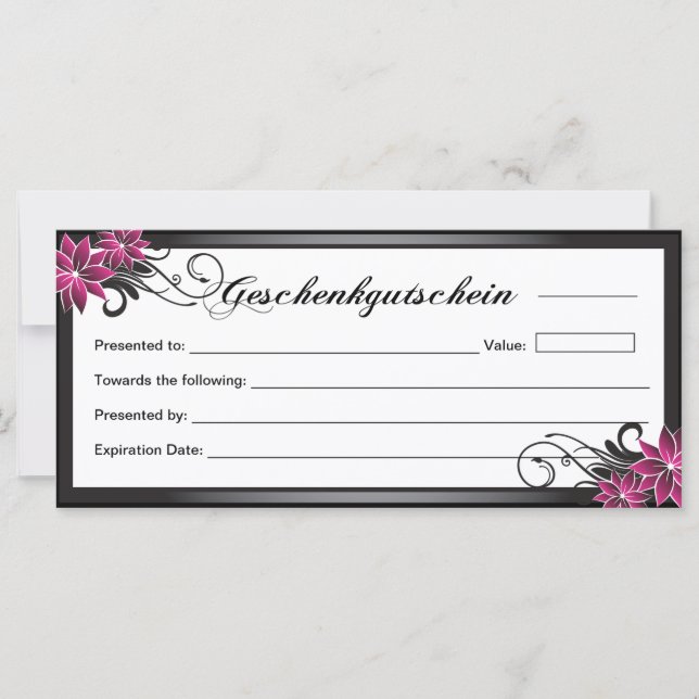Geschenkgutschein für Salon (Vorderseite)