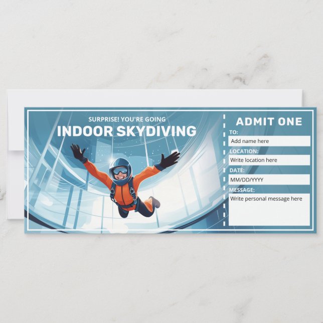 Geschenkgutschein für Skydiving-Indoor, Ticket für Einladung (Vorderseite)