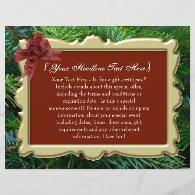 Geschenkgutschein für Weihnachtsfeiertage (Vorderseite)