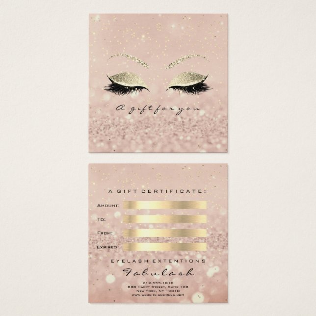Geschenkgutschein Gold Glitzer Lashes Skin Makeup (Vorne & Hinten)