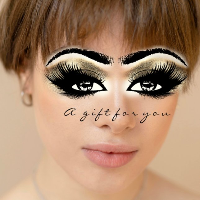 Geschenkgutschein Gold Weißer Lash Erweiterungs Ma Einladung (Gift Certificate Gold White Lash Extension Makeup Invitation)