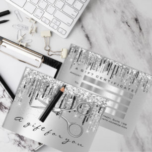 Geschenkgutschein Haarstempel Silbergrauschere Visitenkarte