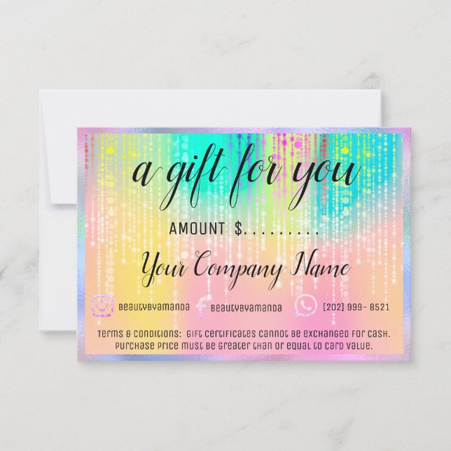 Geschenkgutschein Holografischer Einhornschlag (Vorderseite)