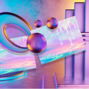 Geschenkgutschein Holograph Unicorn Rosa Meerjungf Postkarte