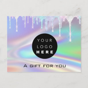 Geschenkgutschein Holographic Unicorn Logo Modern Postkarte