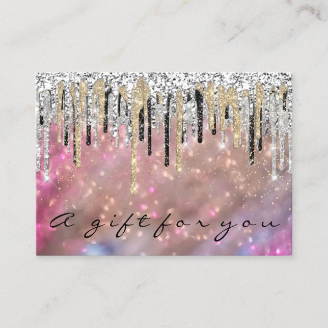 Geschenkgutschein Makeup Haar Nail Holograph Pink Visitenkarte (Vorderseite)