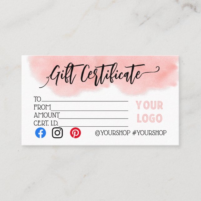 Geschenkgutschein Marketing Rabatt Empfehlungskarte (Vorderseite)