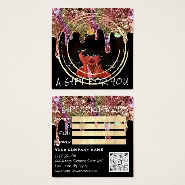 Geschenkgutschein Nail Haarschminke Tropfen Schwar (Vorne & Hinten)