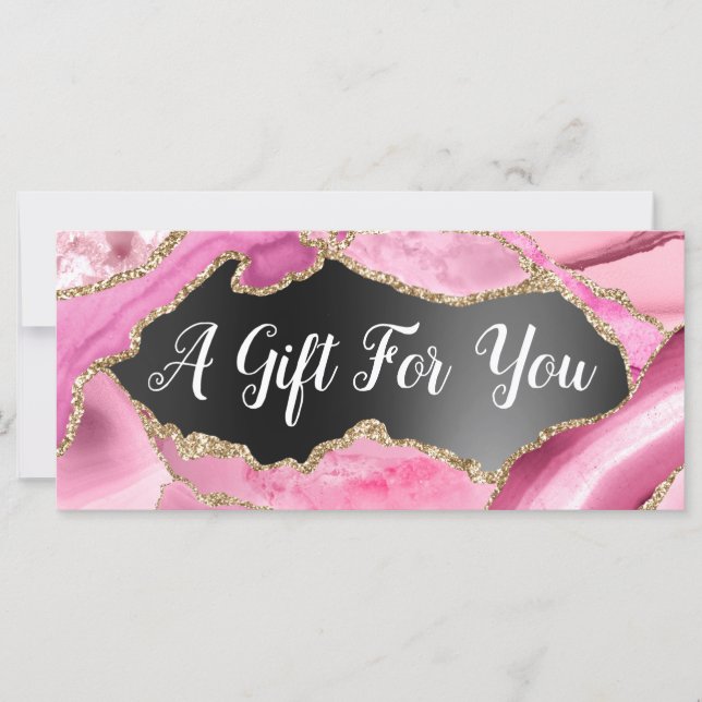 Geschenkgutschein "Pink Agate Black Foil" (Vorderseite)