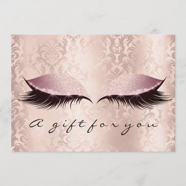 Geschenkgutschein Rosa Damask Lashes Schönheitsmit (Vorderseite)