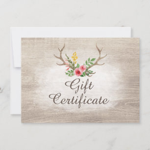 Geschenkgutschein Rustik Geweih Bohemian Rose