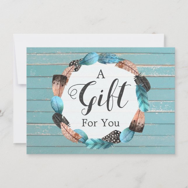 Geschenkgutschein Rustikales türkisfarbenes Holz u (Vorderseite)