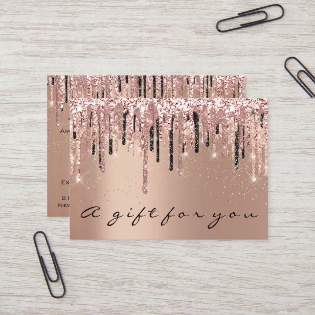 Geschenkgutschein Schönheit Studio Haarstylist Blu Visitenkarte (Vorderseite/Rückseite Beispiel)