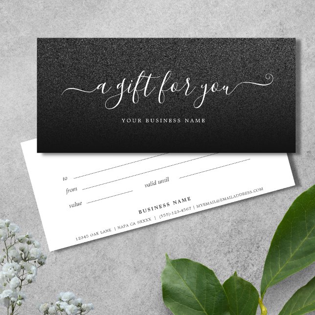 Geschenkgutschein Schwarzer Glitzer ombre (Black Ombre Glitter Gift Certificate)