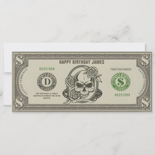 Geschenkgutschein von Tattoo Einladung (Vorderseite)