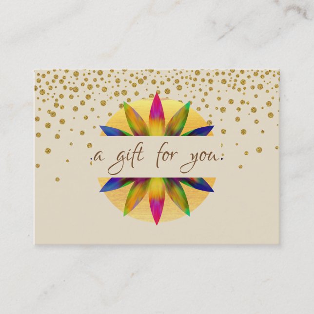 Geschenkgutschein Wasserfarbe Lotus Blume Yoga Visitenkarte (Vorderseite)