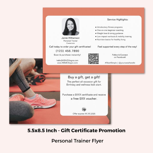Geschenkgutschein-Werbeaktion für die gesamte Fitn Flyer (5.5x8.5 Inch, All-Occasion Fitness Gift Certificate Promotion Flyer)