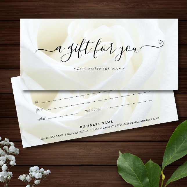 Geschenkgutschein "White Rose Floral" (Floral Rose Business Gift Certificate)