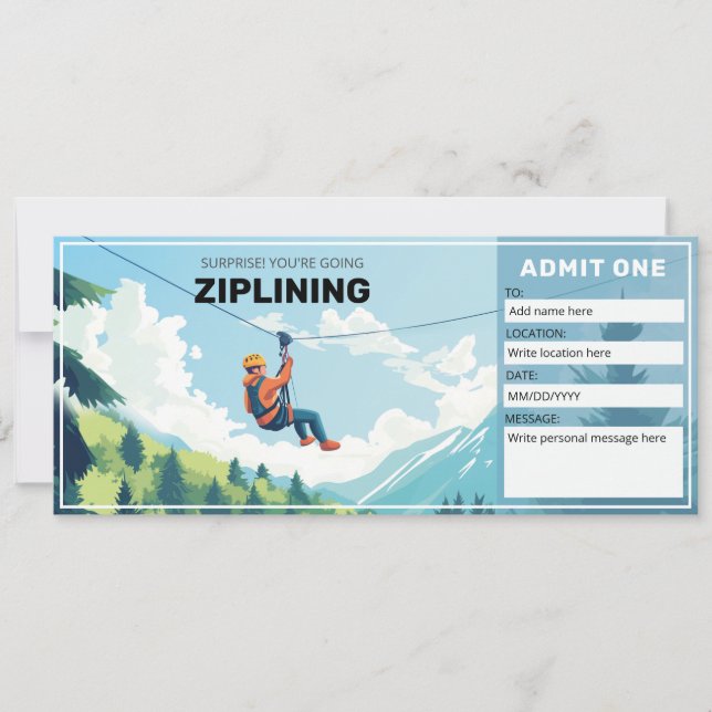 Geschenkgutschein, Zipline-Ticket Einladung (Vorderseite)
