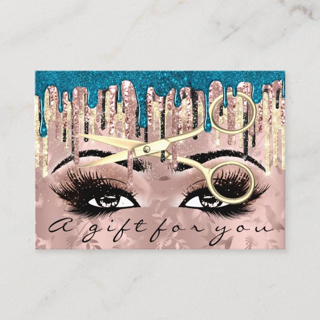 Geschenkgutscheine Friseur Makeup Lashes Rose Visitenkarte (Vorderseite)