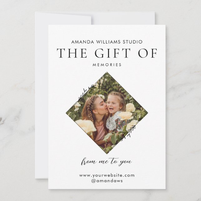 Geschenkgutscheine für Fotografen Feiertagskarte (Vorderseite)