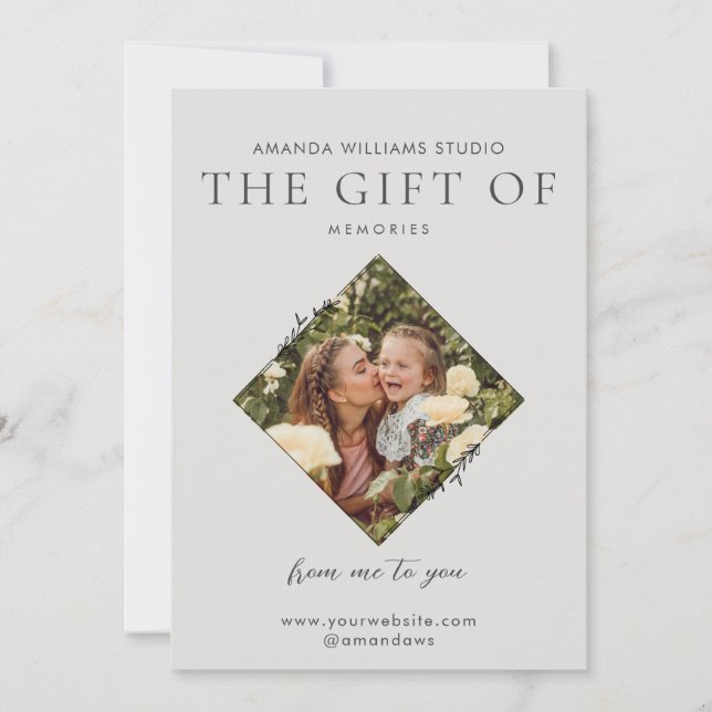 Geschenkgutscheine für Fotografen Feiertagskarte (Vorderseite)